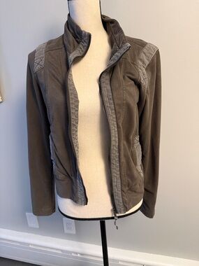 Olive Utility Jacket with Contrast Trim